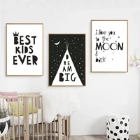 minimalist i love you nursery quotes canvas painting black and white poster print wall art pictures for kids room home decor