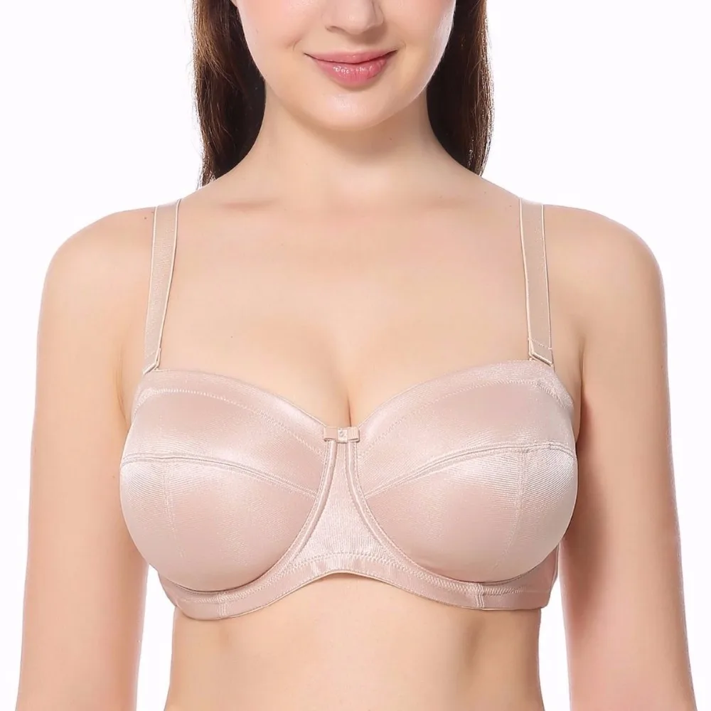 BAICLOTHING полный охват женский без бретелек на косточках без подкладки многополосный Свадебный бюстгальтер белье 34 36 38 40 42 44 46 C D DD E F