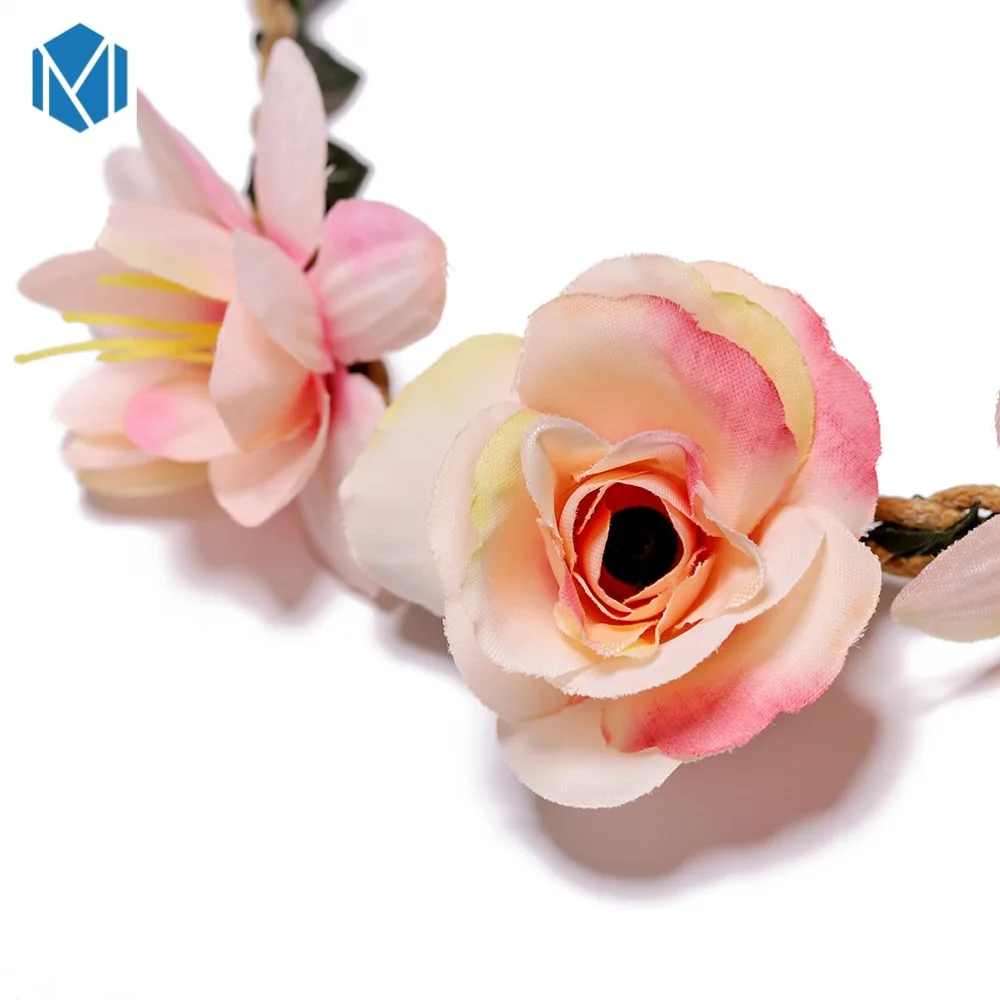 M MISM/Новинка Весенняя мода для женщин и девушек Свадебный венок с розами корона
