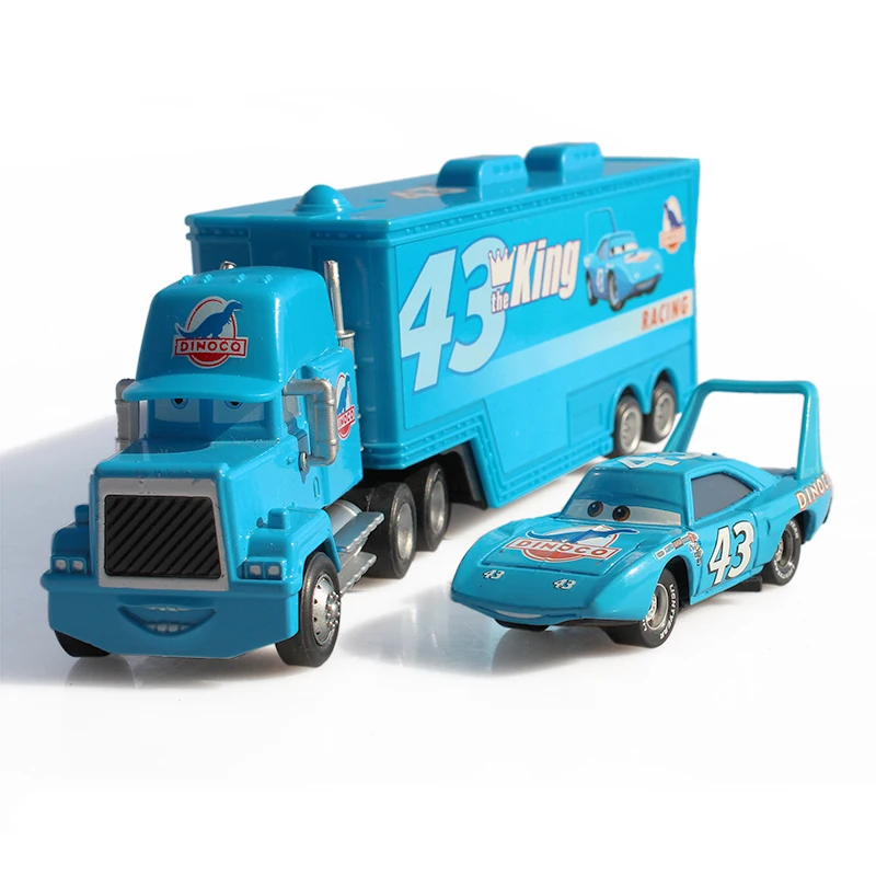 

Disney Pixar Cars 2pcs/Lot No.43 Mack Truck + Small Car The King Metal Toy Car For Children 1:55 Loose Brand New In Stock