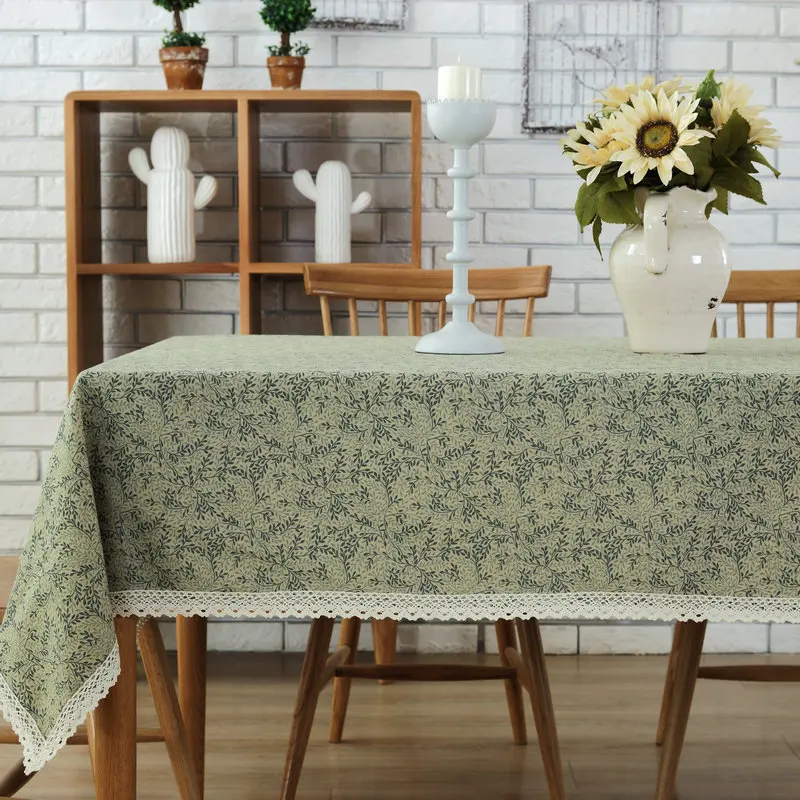Ретро зеленый белый скатерти Home Decor скатерть Modern простой шипы с цветочным принтом