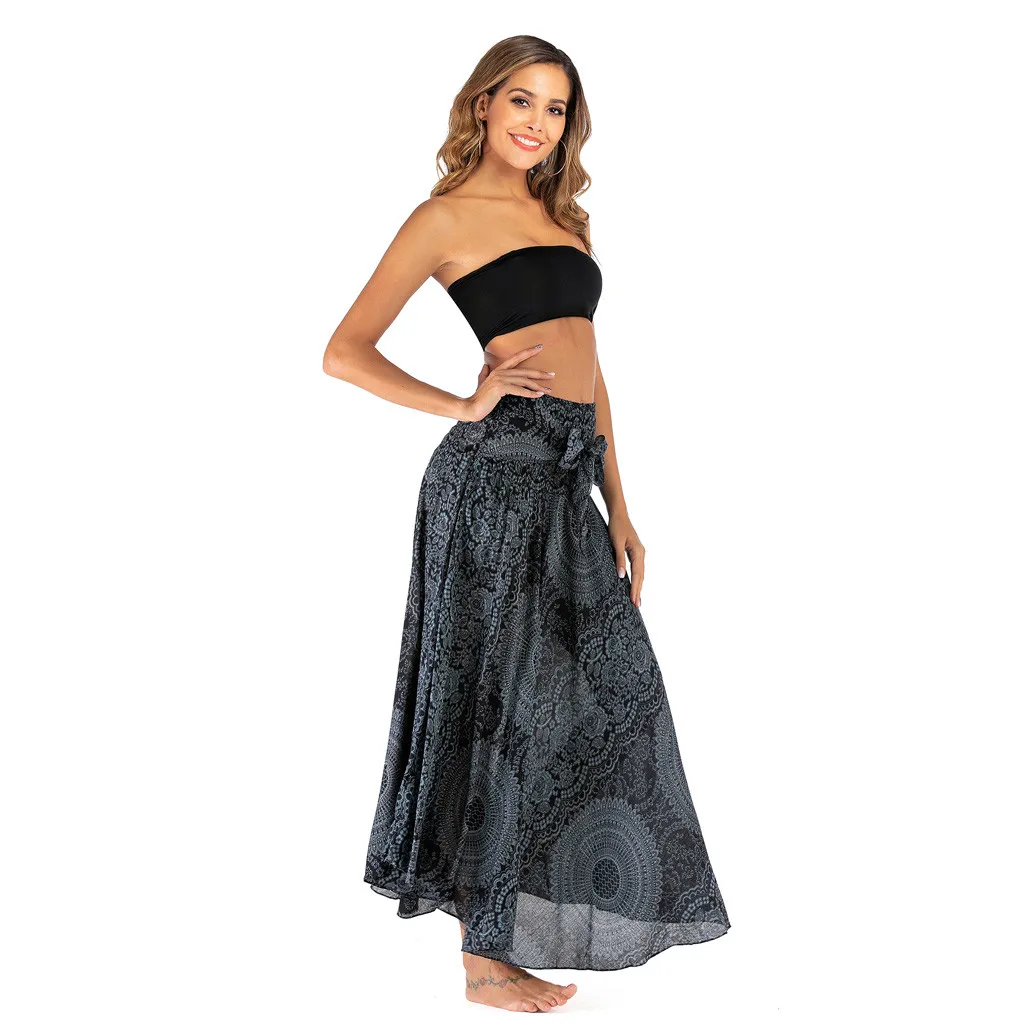 Gypsy Boho юбки женские летние длинные хиппи юбки богемные цветы эластичный пояс цветочные Холтер Юбка faldas largas mujer bohemia