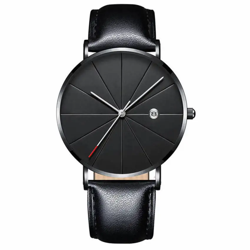 leather black CTPOR роскошные часы мужские черные из нержавеющей стали высокого класса часы мужские классические кварцевые Дата мужские наручные часы Relogio Masculino D - Цвет: leather black