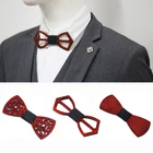 Деревянный галстук-бабочка для мужчин, Мужской винтажный открытый резной Ретро деревянный шейный регулируемый ремень