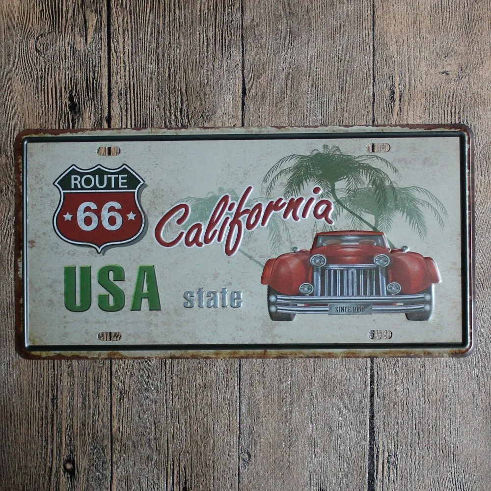 15*30 см Калифорния ROUTE 66 Декор оловянные знаки металлический номерной знак