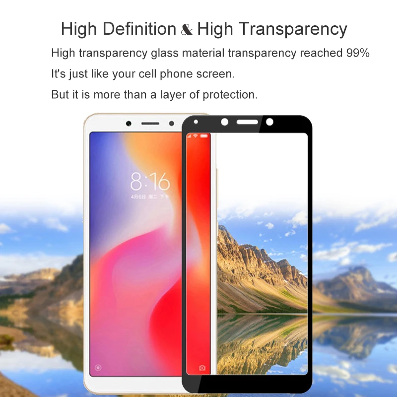 10 шт. защита для экрана закаленное стекло 100% полное покрытие XIAOMI Redmi 6 6A Защита от