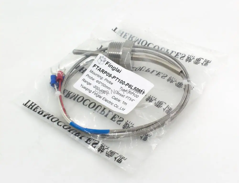 FTARP09 PT100 type 1m metal braided cable 50mm probe head RTD temperature sensor 1/8 1/4 3/8 1/2 3/4 inch thread | Инструменты