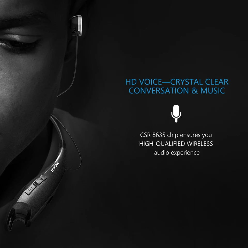 Mpow Jaws MBH25 беспроводные наушники Bluetooth наушники для шеи в стиле халтер наушники для звонков в режиме Hands-free для iPhone X/8/7