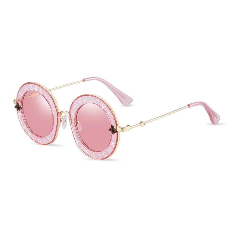 Pink Korean Stars Little Bees Sunglasses Women New Style Retro Round Face Glasses | Аксессуары для одежды
