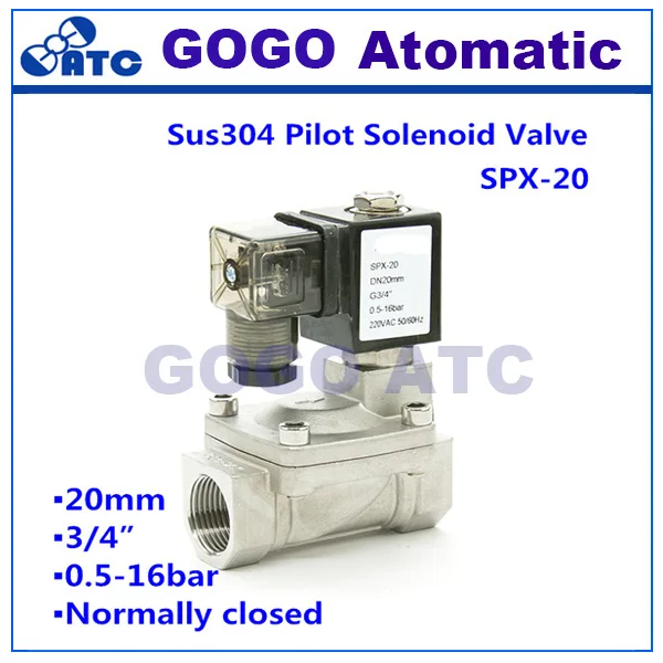 Стандартный замкнутый Соленоидный клапан пилота из нержавеющей стали с