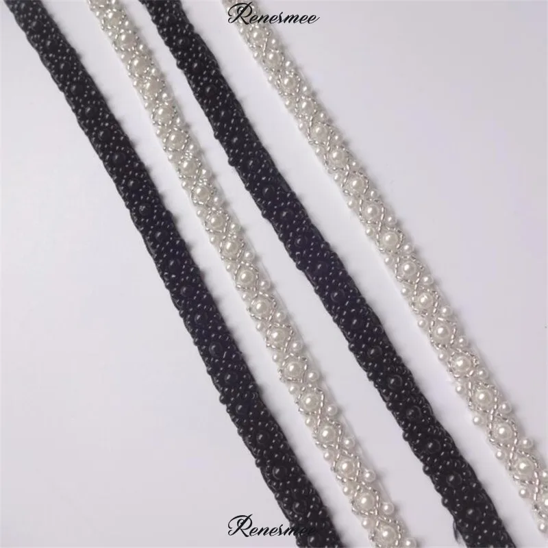 1 ярд/Лот см черный цвет слоновой кости винтажная сетка вышивка бисером Цветочная