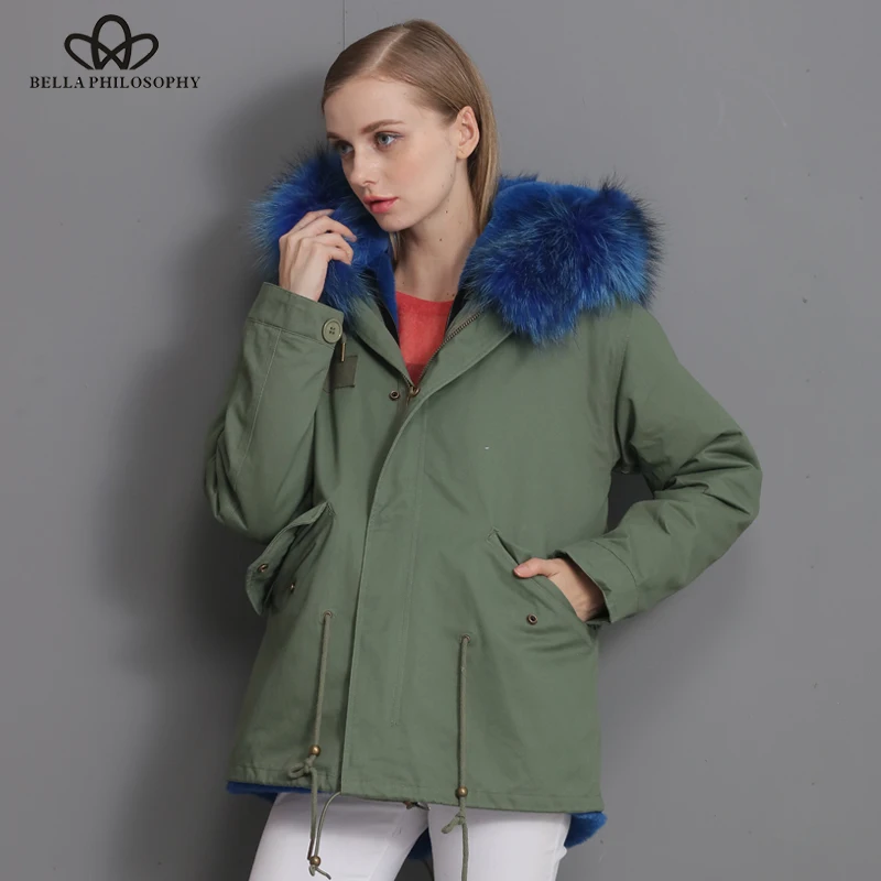 Bella Пособия по философии парка с мехом армейский плотной вельветовой ткани