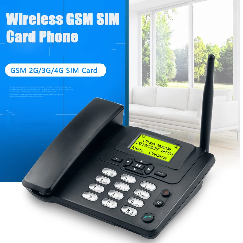 GSM SIM Card Fixed Telefon With FM Radio Call ID Landline Telehones Cordless Phone For Home Fixed Telephone Black