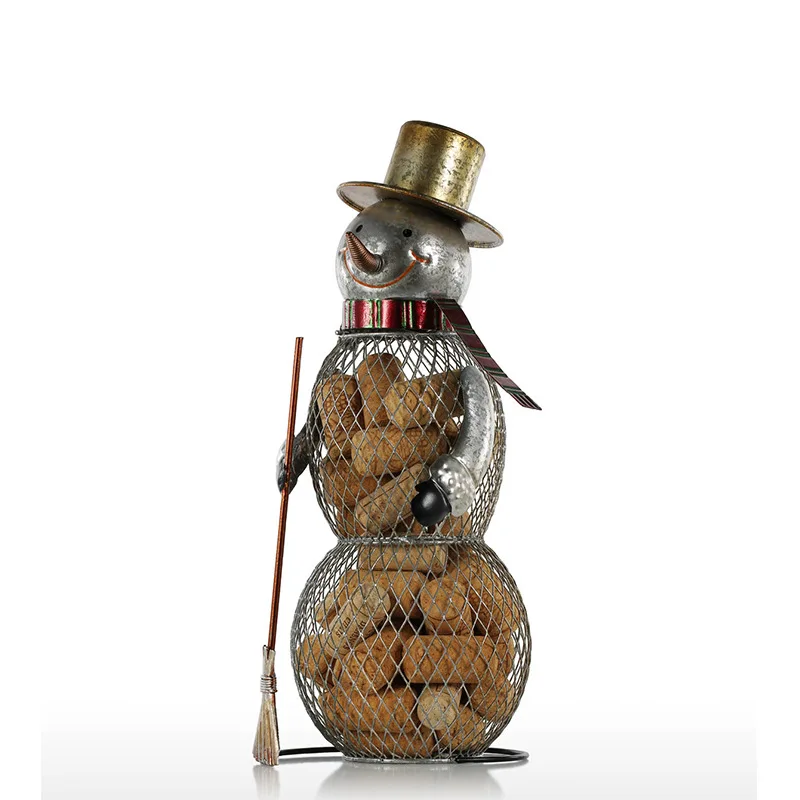 

Christmas Snowman Cork Container Metal Handcrafts Home Decoration Practical Crafts Christmas Gift Present R473