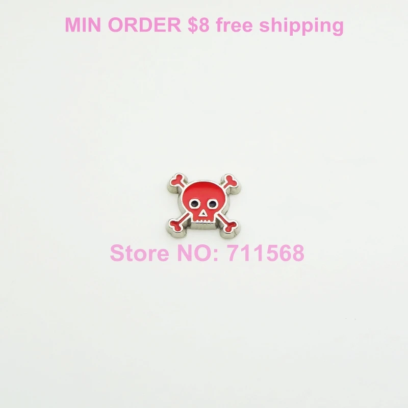 Rose/White Crossbones Floating Charms Skull For Living Glass Magnetic Locket DIY Finding Accessories | Украшения и аксессуары