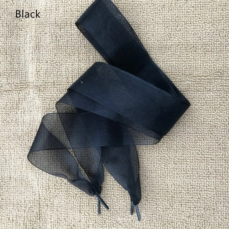 Black 1 пара; 110 см; обувь из органзы; женские шнурки с бантиком на плоской подошве; Шелковая атласная лента; парусиновая обувь; спортивные туфли со шнурками; спортивная обувь на шнуровке - Цвет: Black