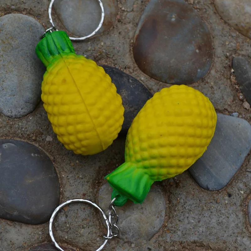 Pineapple 13 шт. милый мягкий PU фрукты еда пена брелок в форме шарика гамбургер/яблоко/груша/Персик/тыква/кукуруза/Арбуз брелок аксессуары - Цвет: Pineapple
