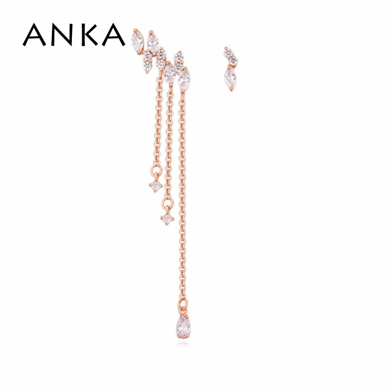 

ANKA luxury top zircon asymmetric earrings for women with cubic zirconia gold color earings fashion jewelry charm gift #123301