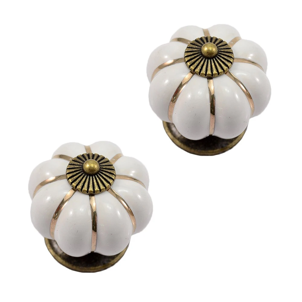 KSOL 12Pcs Pumpkin Zinc Ceramic Door Knobs Drawer Pull Handle Kitchen Cabinet Cupboard Wardrobe White | Обустройство дома