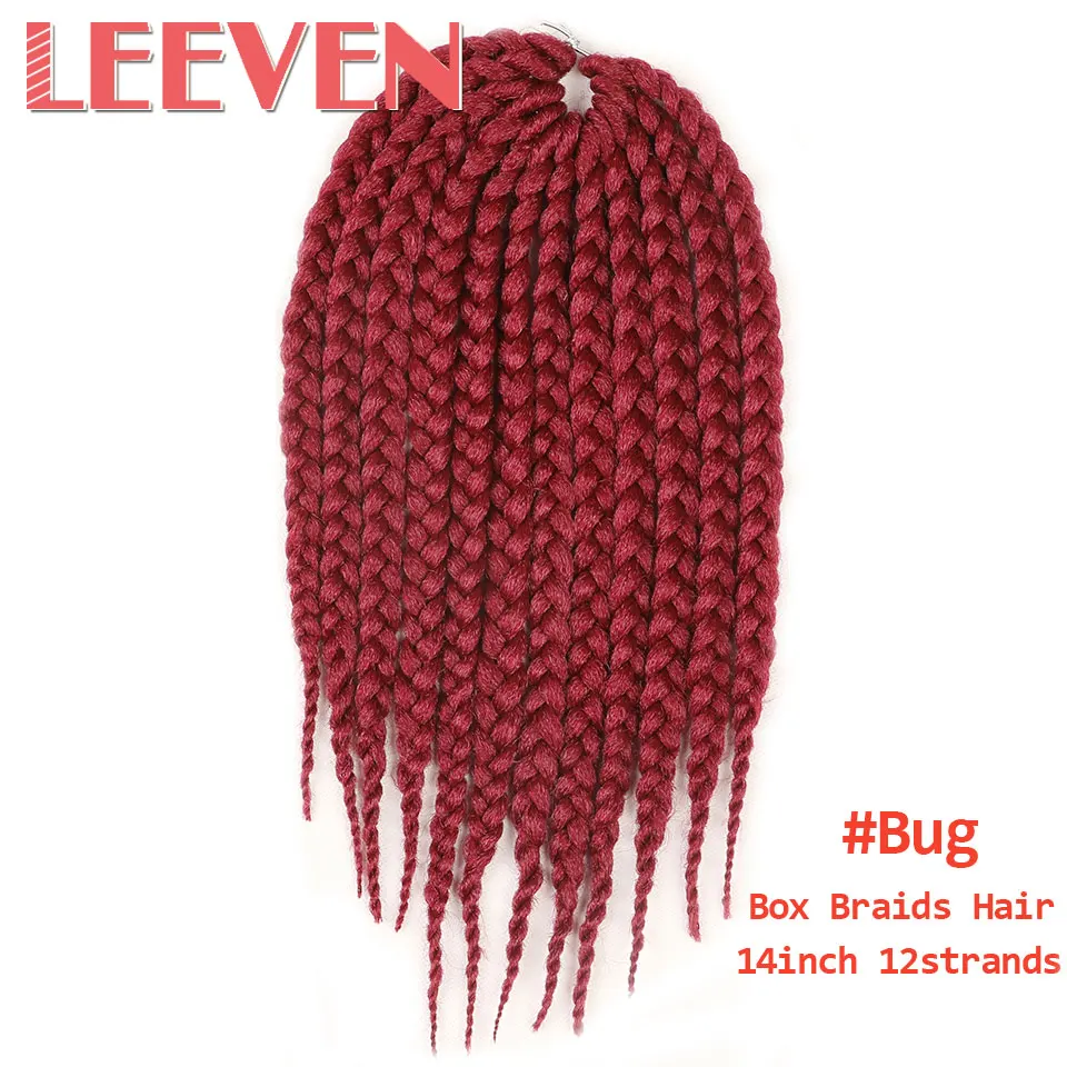 Leeven 3S коробка косички вязанные волосы синтетические плетеные волосы 14 ''12 прядей черный коричневый твист волосы удлинения 6 шт - Цвет: # Бордовый