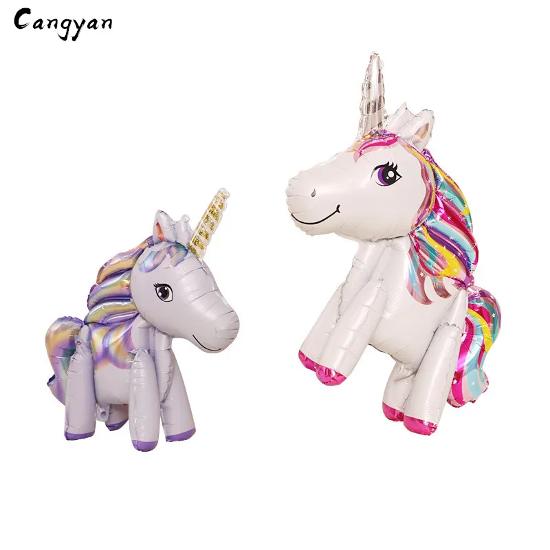 3d Собранный единорог алюминиевый шар стоячий цветной пони мультяшная игрушка в