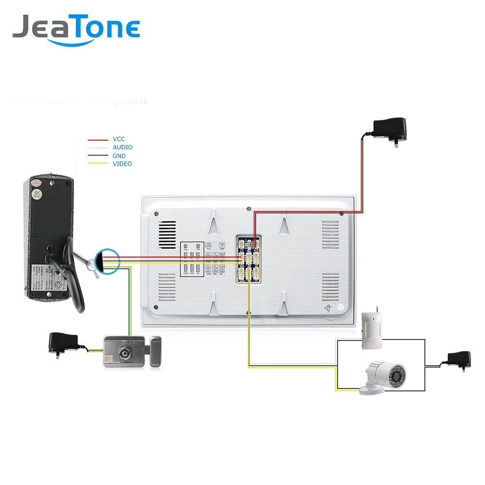 Видеодомофон JeaTone проводной дверной звонок 7 дюймов 1200TVL цветной дисплей Домашняя