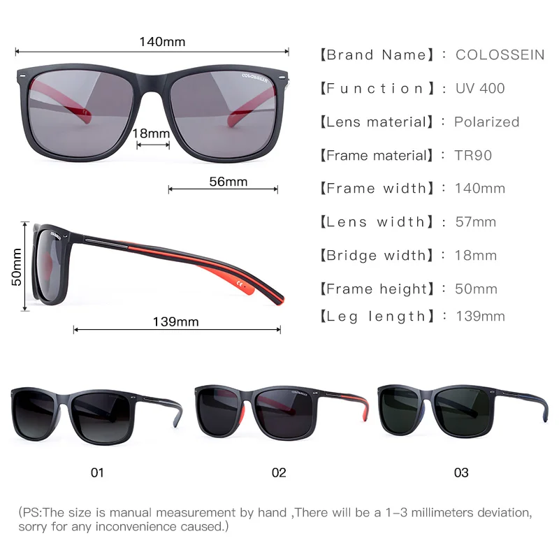 COLOSSEIN солнцезащитные очки для мужчин поляризованные дизайнерские брендовые