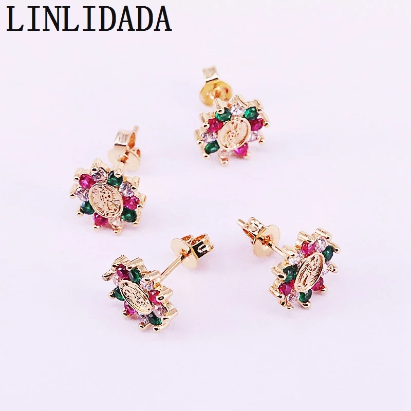 

10Pair high quality fashion jewelry for Women Girl Rainbow zircon cz micro pave stud earring