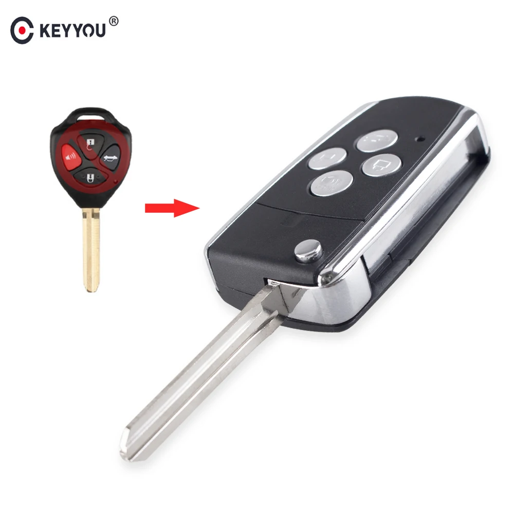Складной чехол книжка KEYYOU с 4 кнопками для Toyota Camry Avalon Matrix RAV4 TOY43|Ключ от авто| |