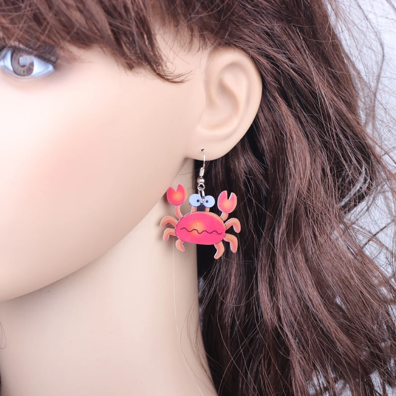 1 пара красный краб милые серьги с милым принтом акриловые Новый дизайн 2014