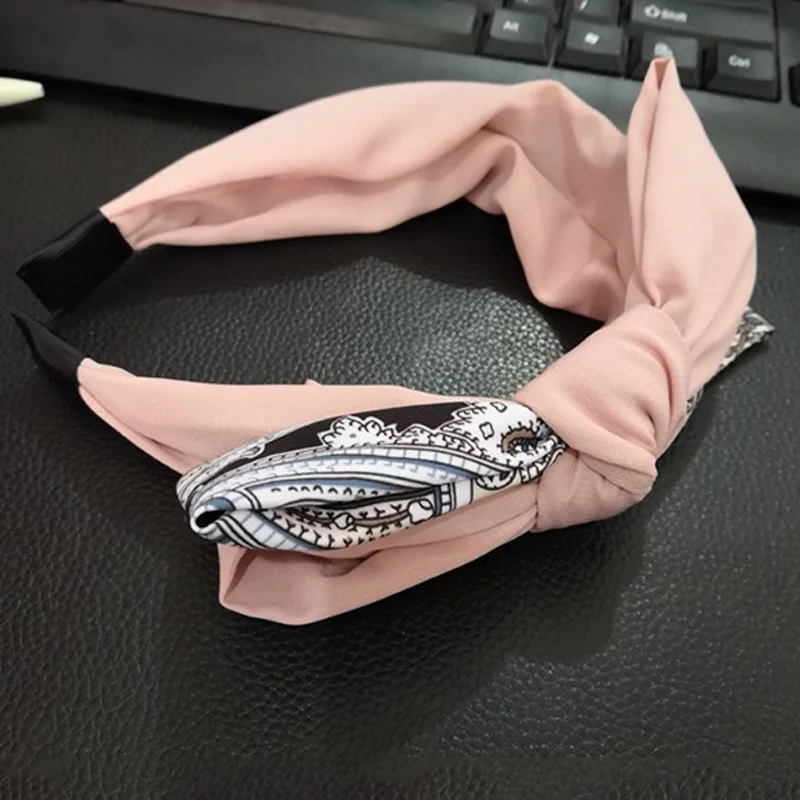 

Fashion Hairband Wide Headband For Woman Bow Knot Vintage Hand-made Mosaic Headscarf Twist Skid Resistance Hair Accessories