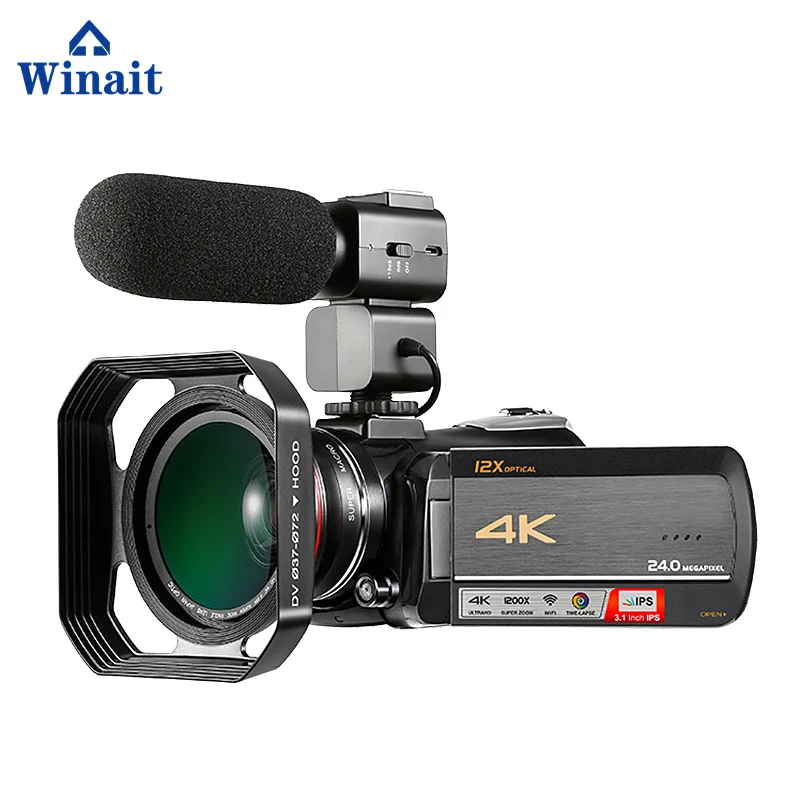 

Профессиональная цифровая видеокамера Winait с оптическим зумом 12 x super 4k