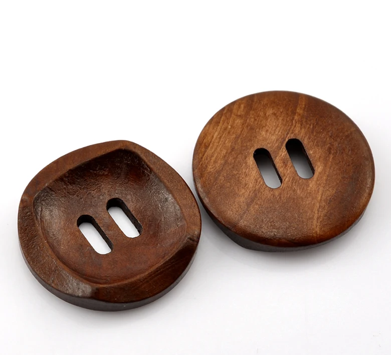 DoreenBeads 4 шт. кофейные 2 отверстия круглые деревянные Швейные Кнопки 30 мм (1 1/8 &quot)