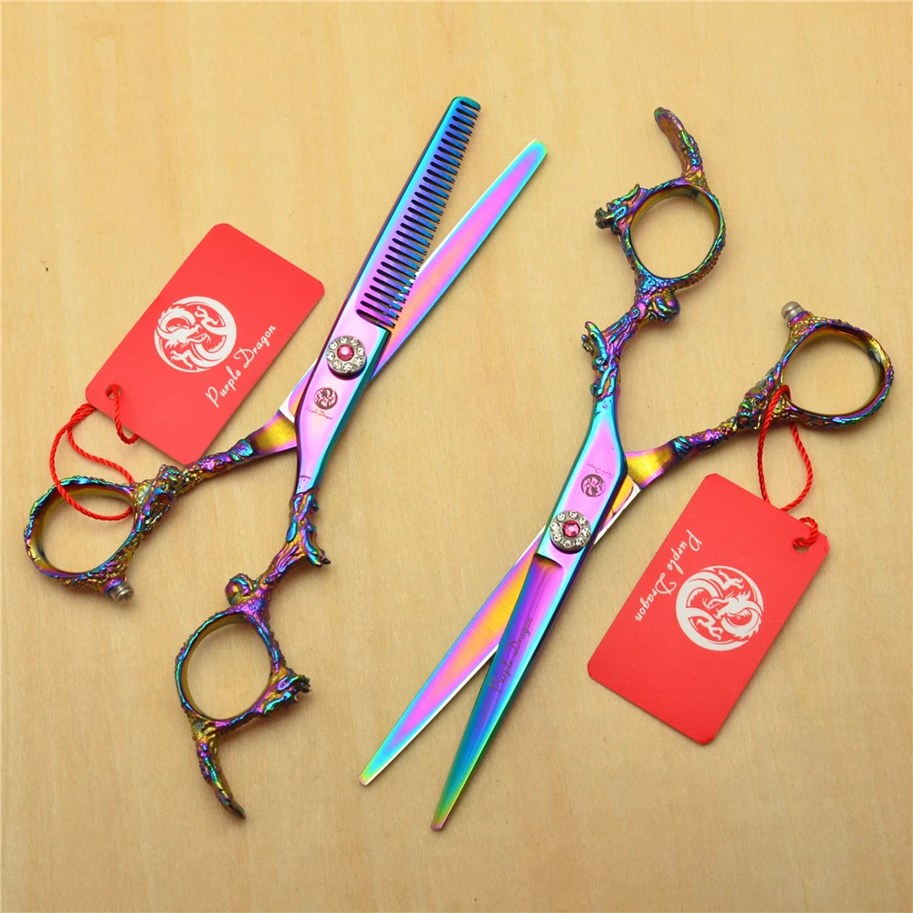

Профессиональные Парикмахерские ножницы Z9005 для стрижки и филировки волос, 2 шт., 6 дюймов, 17,5 см, фиолетовый цвет, 440с
