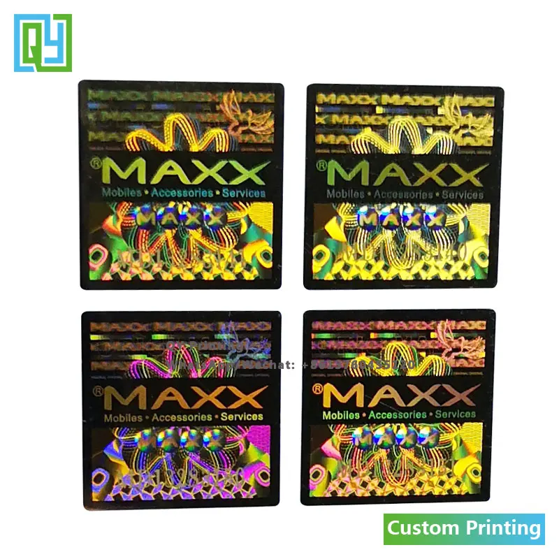 10000pcs 15x15mm Free Shipping Custom Printing 3D Golden Foil Hologram Stickers Security Packaging Labels Brand Mark Laser Seals