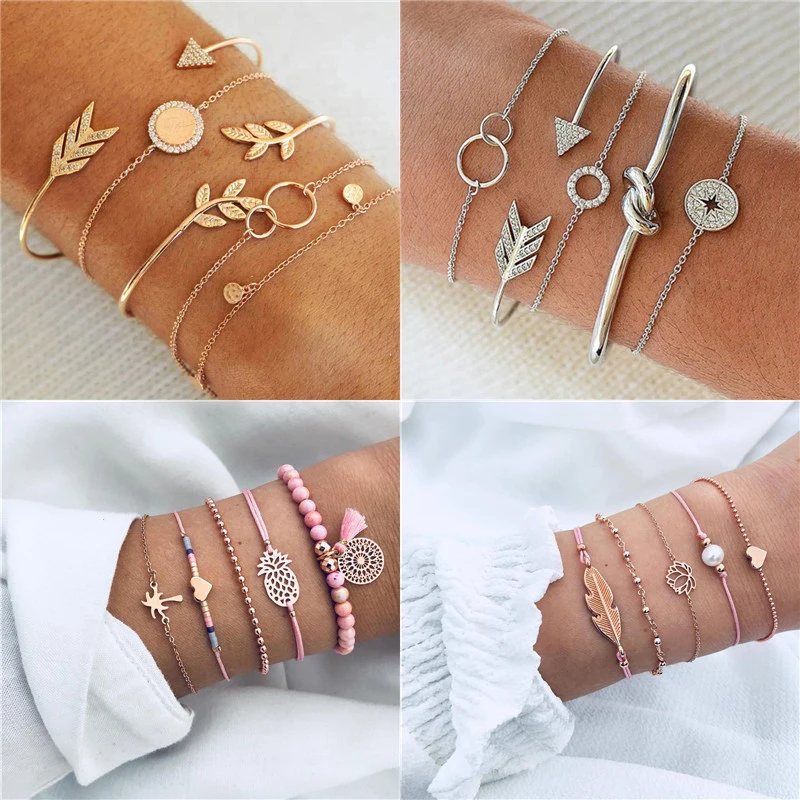 LETAPI богемный браслет со стрелкой узлом компасом манжетами драгоценными камнями