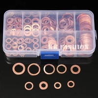200pcsset m5 m14 solid copper washers flat ring sump plug oil seal assorted set professional hardware accessories kit with case