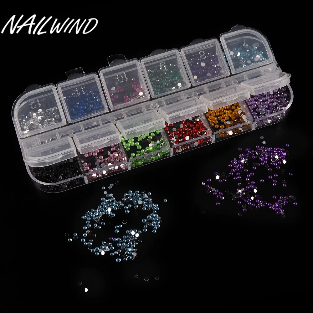 Nailwind мм 1 5 смешать 12 цветов новый дизайн ногтей Стразы акриловые украшения