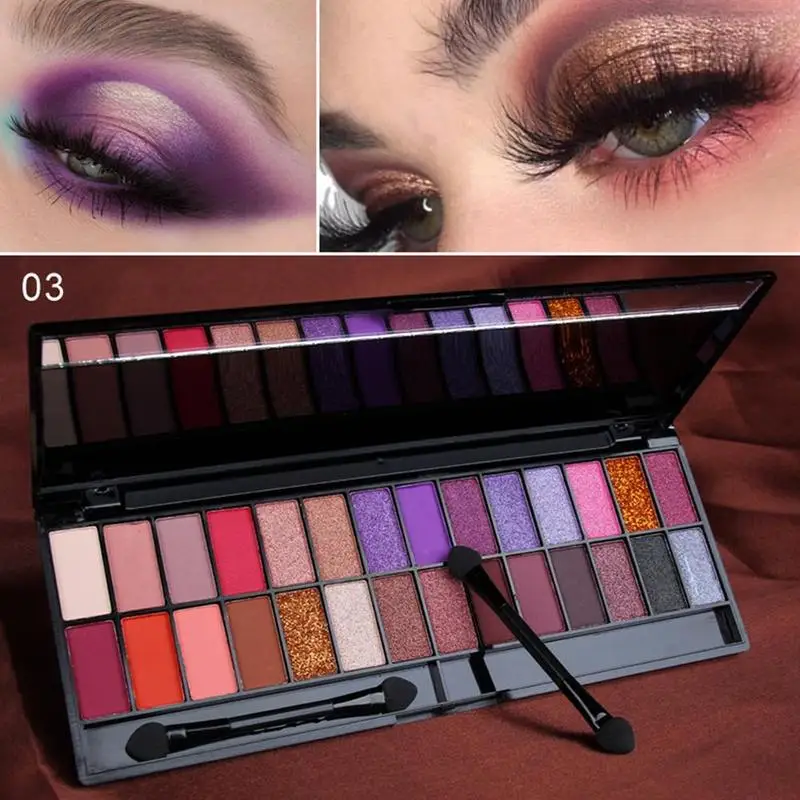 CmaaDU 28 Color Matte Eyeshadow Palette Glitter Eye Shadow Nude Makeup With Brush Highlighter Shimmer Make Up Pigment
