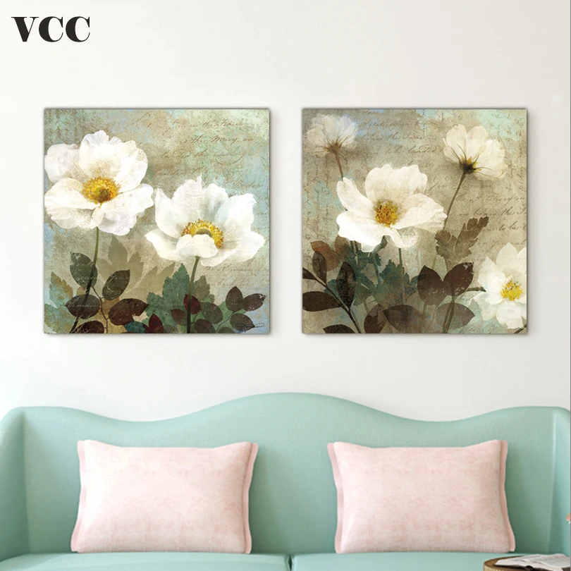 2 шт./компл. Wall Art холст картины настенная живопись цветок картина настенные для