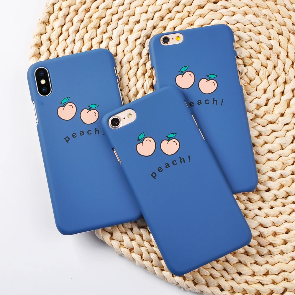Ranipobo мультфильм фрукты персик Телефон чехол для iPhone 6 6s 7 8 Plus X Ультра тонкий синий Жесткий ПК чехол письмо задняя крышка для iPhone 6s
