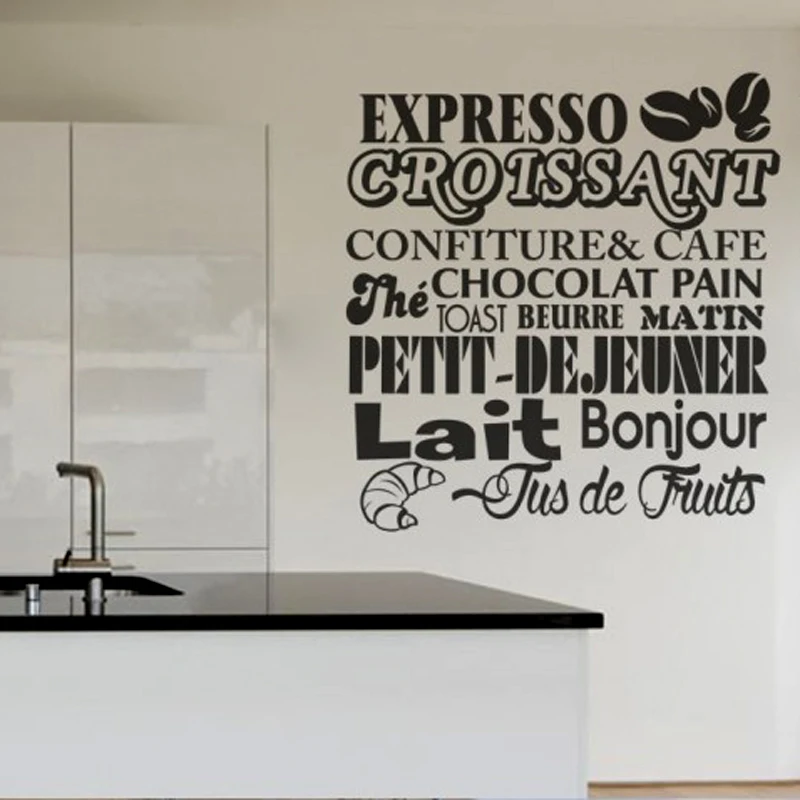 

Creative Cafe Art Sticker Restaurant Kitchen Removable Vinyl Wall Stickers DIY Home Decor Waterproof Wallpaper JG1582