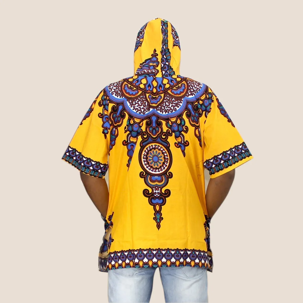 Dashikiage желтая Мужская хипстерская хип хоп африканская Дашики ткань удлиненная