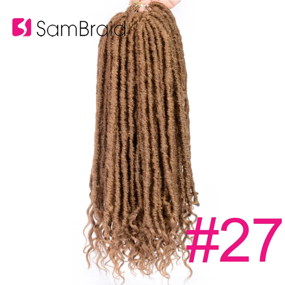 SAMBRAID Goddess Faux locs CURLY, вязанные крючком косички, накладные волосы, синтетические плетеные волосы, мягкие искусственные замки, 24 корня/18 дюймов, упаковка - Цвет: #27