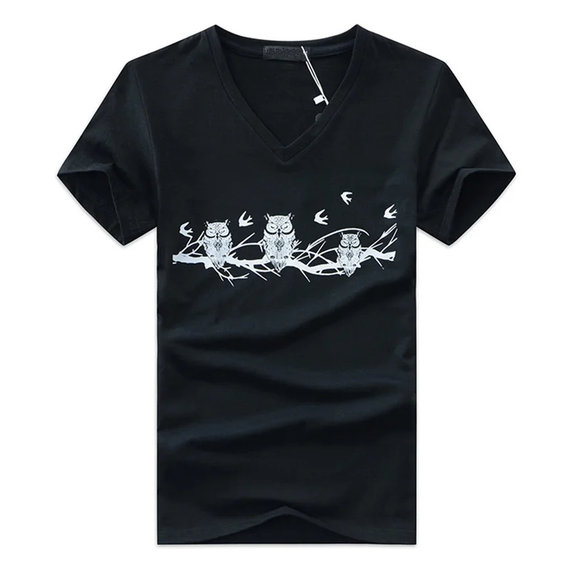 Для мужчин S хлопковая Футболка много с принтом Совы футболка модные удобные