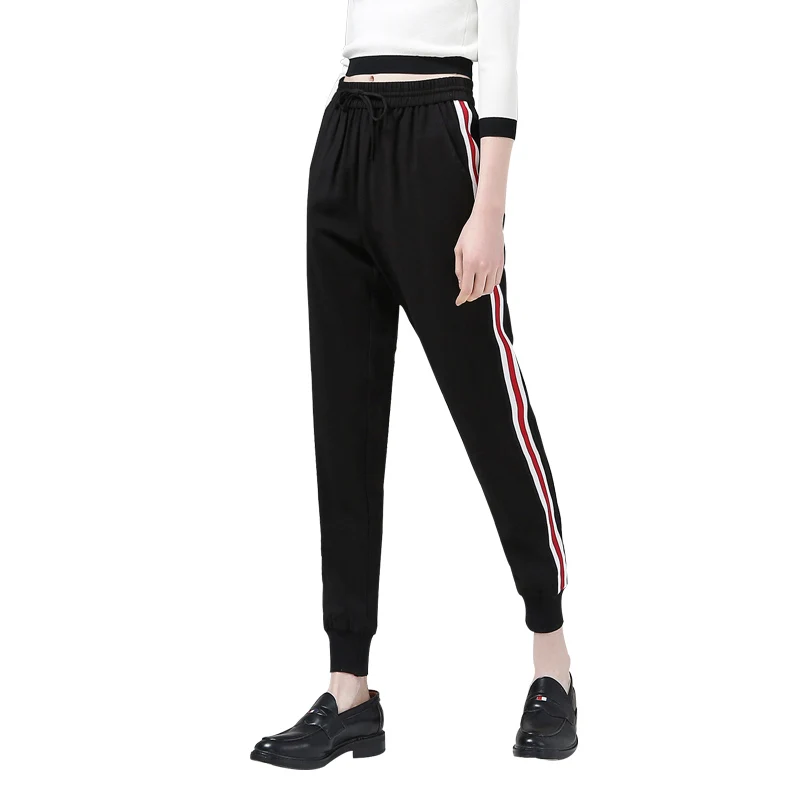 Toyouth Pantalon Mujer 2019 шнуровка с высокой талией спортивные штаны полосатые шаровары