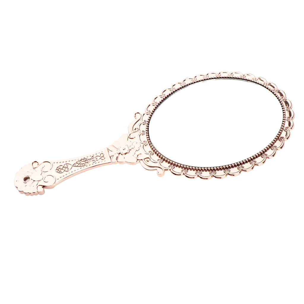 Старинное винтажное пластиковое овальное портативное зеркало с ручкой