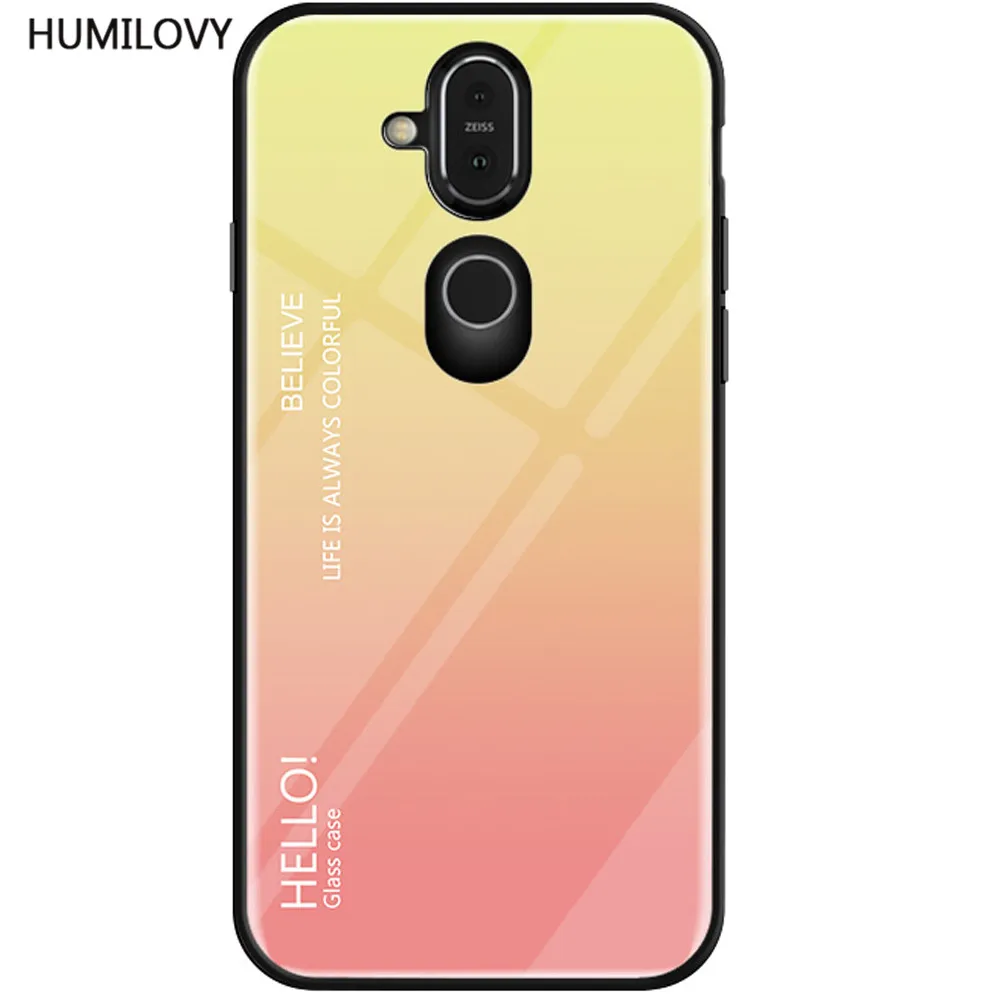 Для Nokia 8 1 чехол для X7 2018 крышка градиентное закаленное стекло силиконовая рамка