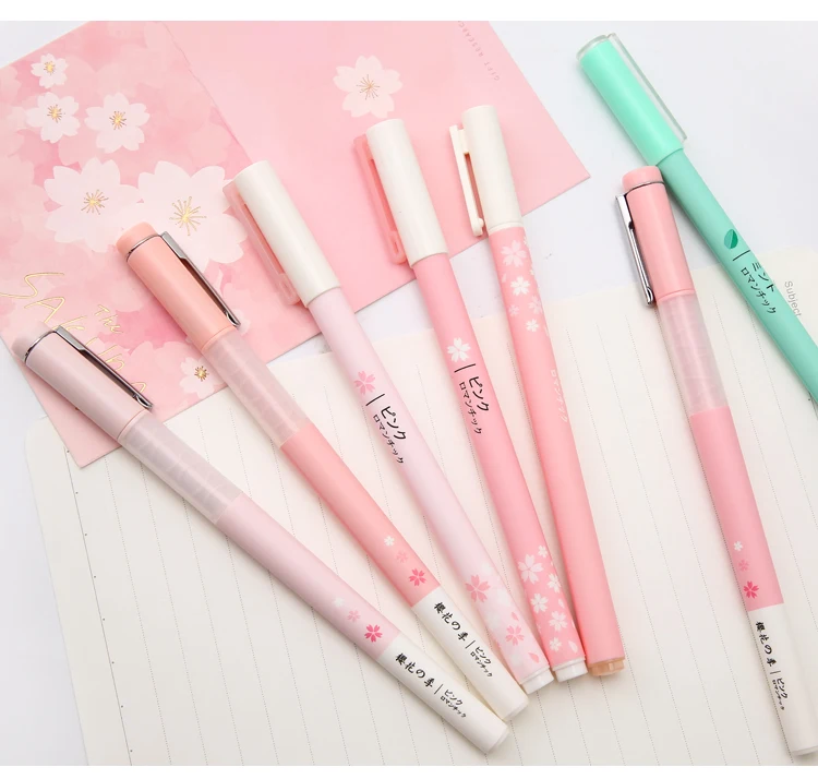 Mr paper Sakura, розовые, мятные, зеленые, Kawaii, гелевые ручки для студентов, для школы, креативные канцелярские принадлежности, цветные, 0,5 мм/0,38 мм, гелевые ручки