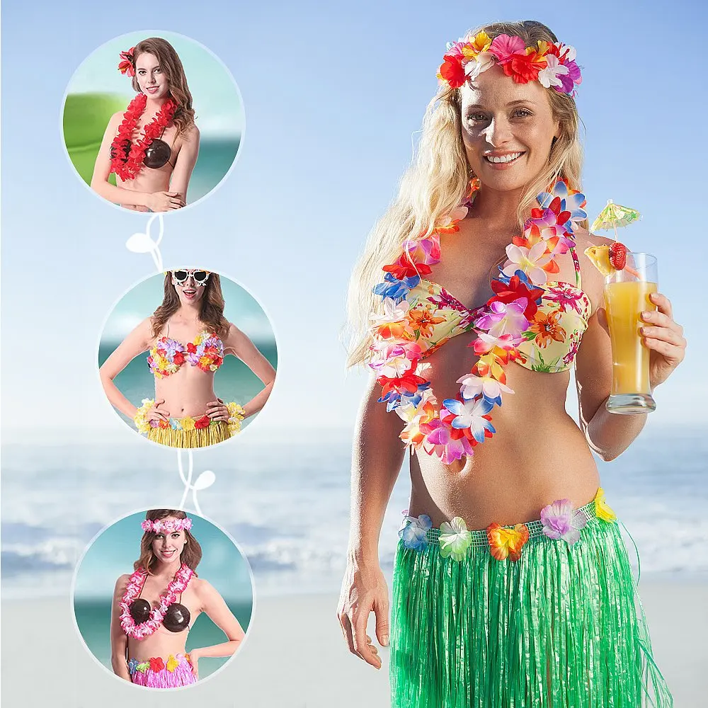 Гавайская гирлянда Leis 36 шт. тропическая Luau гавайские шелковые венки с цветами